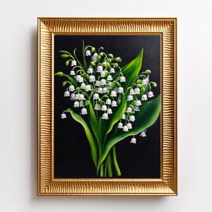Lilies of the valley, Original art painting living room, still life original, neutral wall art, kitchen art, handmade artwork