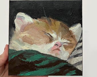 Handmade Custom Animal Artwork, Cute Pets Art, Custom Portraits from Photo, Cat Lover Gift, Artwork Withought Frame, Custom Oil Painting