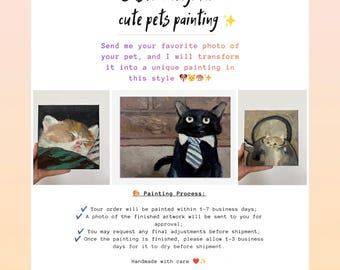 Cat Portrait from Photo, Custom Pet Artwork, Personalized Painting, Handmade Gift for Cat Owners, Unframed Art
