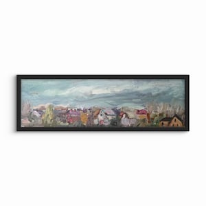 Nature Original Oil Painting, Ukrainian Countryside – Village and Clouds Landscape, One-of-a-Kind Impressionist