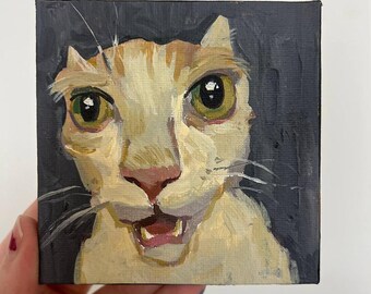 Funny Cat Art, Handmade Pet Artwork, Custom Portraits from Photo, Pets Lover Gift, Artwork Withought Frame, Handmade Custom Painting
