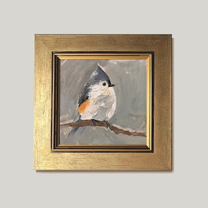 Original Custom Tufted Titmouse bird, Framed small art, painting original, bird painting