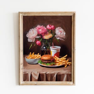 Burger signed Art Print – Modern Wall Decor for Kitchen or Dining Room | Food Lover’s Illustration in Vibrant Colors