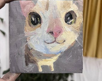 Handmade Custom Animal Artwork, Cute Pets Art, Custom Portraits from Photo, Cat Lover Gift, Artwork Withought Frame, Custom Oil Painting