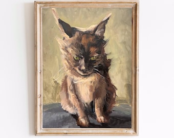 Custom Cat Painting from Photo, Personalized Cat Portrait, Handmade Pet Artwork, Artwork Withought Frame, Unique Gift for Pet Owners