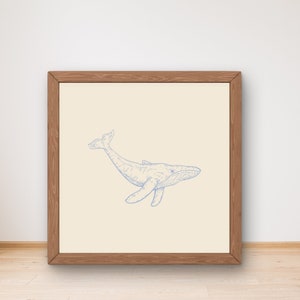 Whale digital print | Digital art | Printable download | Ocean print | Nautical decor | Minimalist art | Summer vibes | Summer wall art