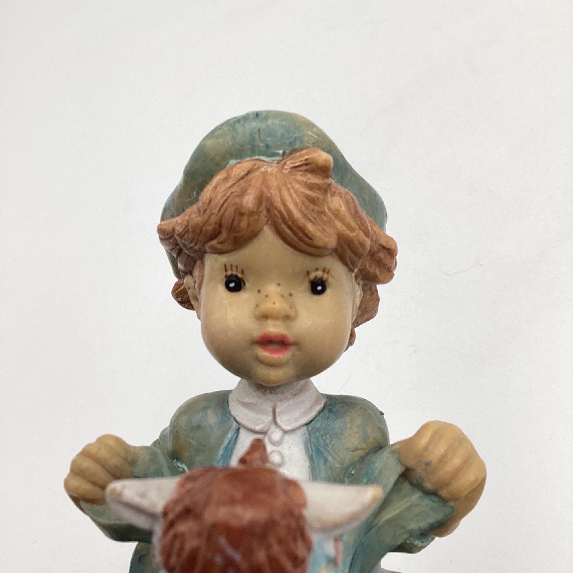 ヴィンテージ 陶器製 男の子の置物 木製台座付き 趣味の馬付き 7インチ