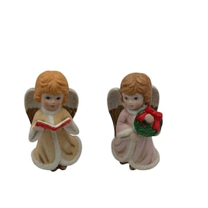 Vintage Christmas Angel Figurines Set of 2 Collectible 3.5&quot;