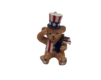 Vintage Patriotic Bear Figurine Uncle Sam 4th of July Decor
