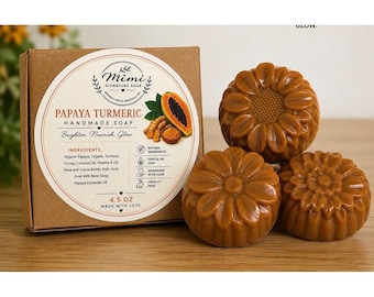 Mimi Signature Soap Papaya Kurkuma Handgemachte Seifenpackung mit 3 Stück