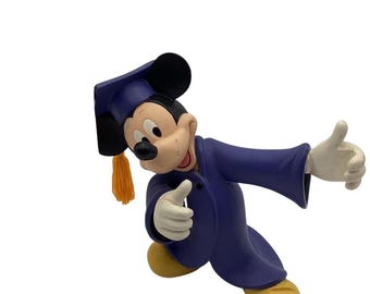 Disney Mickey Mouse Graduation Figurine Purple Cap & Gown 6"