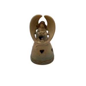 Vintage Ceramic Angel Bell Figurine with Heart Cutouts Home Decor