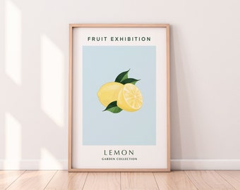 Lemon Fruit Print / Kitchen Wall Art Home Decor / Tropical Fruit / Hand Drawn Digital Art / Fruit Prints