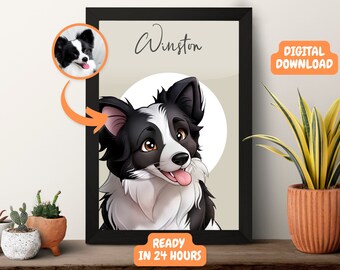 Custom Dog Cartoon Pet Portrait, Dog Portrait From Photo, Custom Dog Gift, Custom Pet Gift, Pet Portrait Custom, Cartoon Cat Portrait