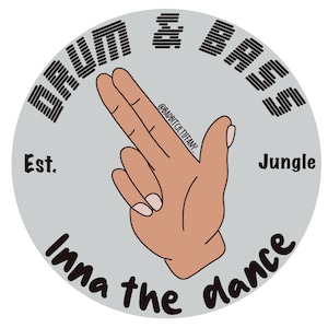 Drum and bass gunfinger sticker