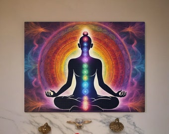 Chakra Wall Art Canvas | Meditation Yoga Artwork | Spiritual Chakra Energy Print | Mindfulness Home Decor | Healing Wall Art