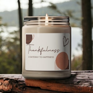 Scented candle, soy wax candle, gratitude candle, motivational candle, gift idea candle, wellness candle, mindfulness candle, calming candle