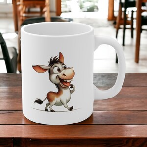 Ceramic Donkey Mug – Funny Animal Mug for Animal Lovers – Gift for Girlfriend & Family – Dishwasher Safe and Colorful