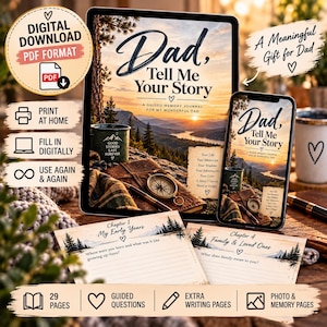 Dad Memory Journal Printable, Father’s Day Gift, Meaningful Gift for Dad, Family Keepsake, Interview Questions PDF