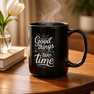 Good Things Take Time Mug – Motivational Coffee Cup, Mindfulness Quote Mug, Self Care Gift for Her