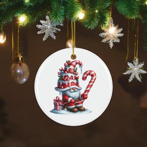 Christmas pendant gnome, Christmas tree decoration ceramic, Christmas decoration gift idea, gnome party decoration, Christmas gift