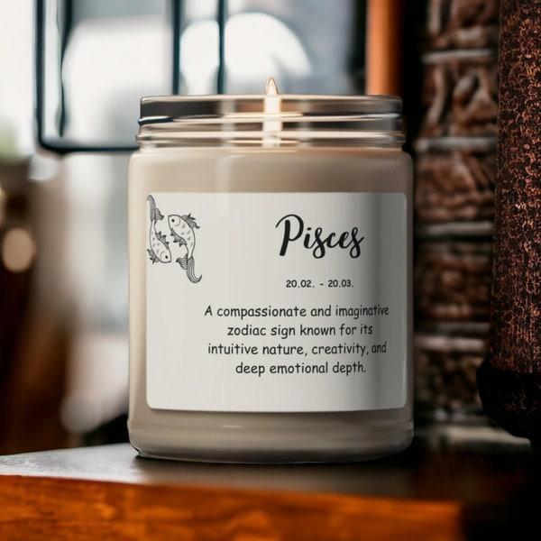 Pisces Zodiac Soy Candle | Astrology-inspired Home Decor