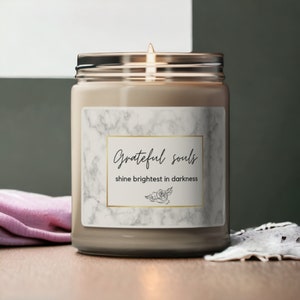 Scented candle gift idea, soy wax scented candle, calming scents, relaxation candle, wellness gift, gift for women, gratitude candle