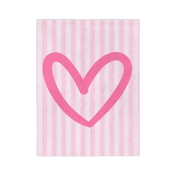 Velveteen Microfiber Blanket- Pink Striped, pink heart, Valentines day