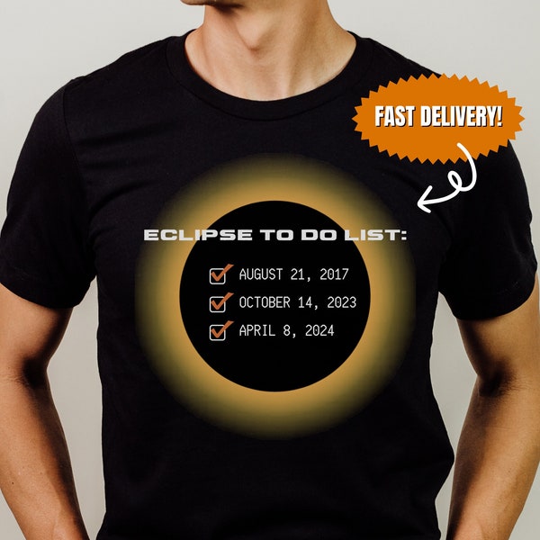 2024 Solar Eclipse Checklist Shirt, Twice In A Lifetime Astronomy TShirts, Matching Family Total Eclipse Tees, April 8 2024 Souvenir Gift