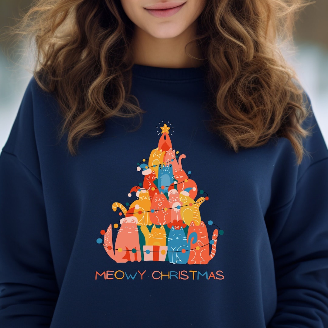 Christmas Cat Sweater, Cat Tree Sweatshirt, Cat Lover Gift, Meowy