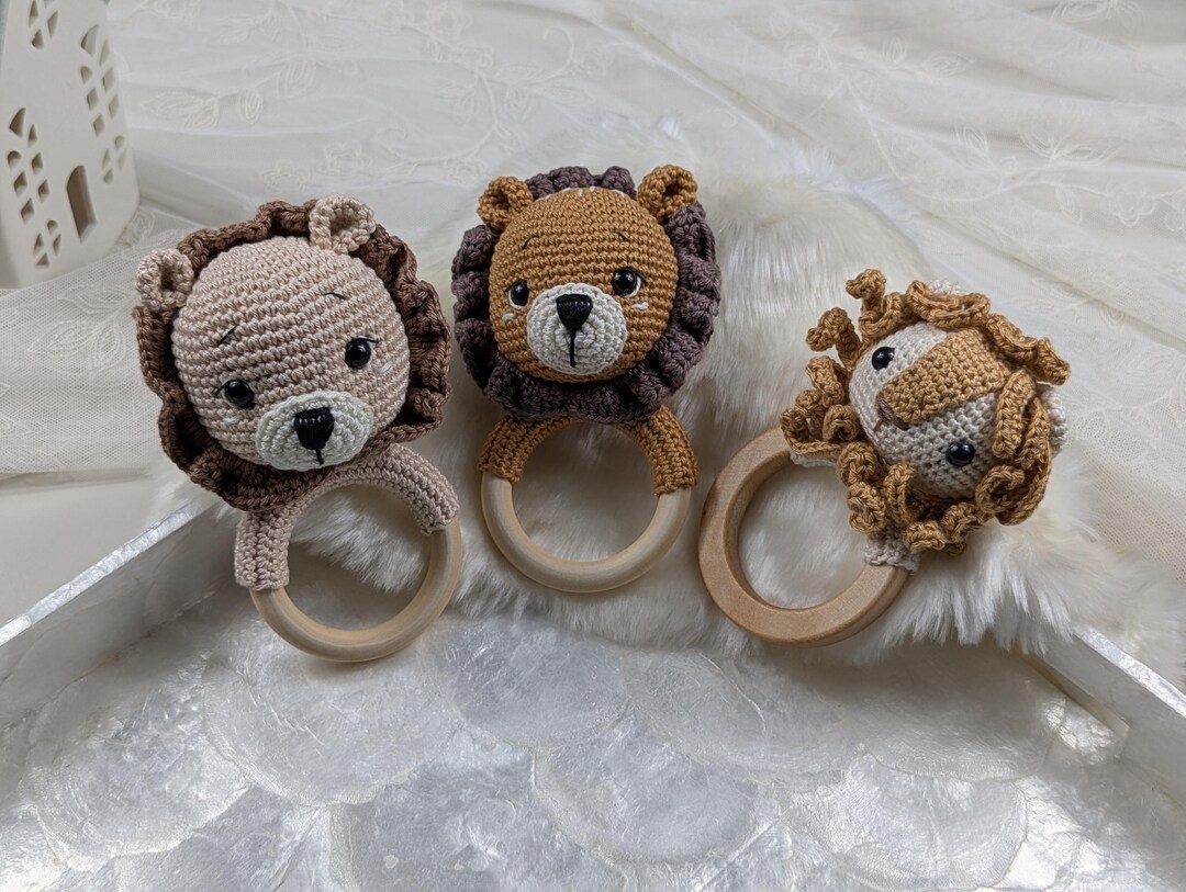 Organic Cotton Crochet Lion Rattle: Personalized Baby Toy - Etsy