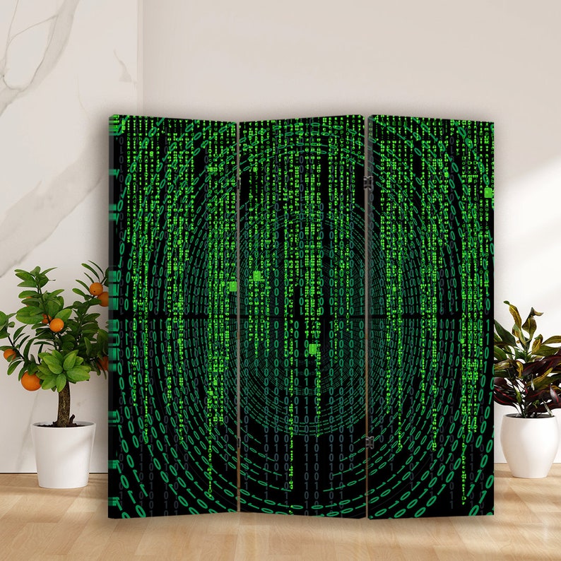 Screen Divider For Code Matrix Print Canvas Room Divider Code Room Screen Hacker Room Décor ...