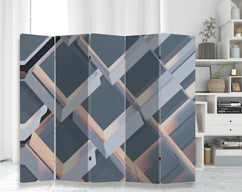 Square screen print Canvas room divider Modern decor Geometric figure Folding screen Bedroom Office room art Office decoration Abstract gift