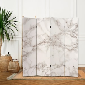 Marble Screen Abstract Room Divider Print Minimalistic style Office Decorative Free Standing Bedroom art Floor Partition Room Separator