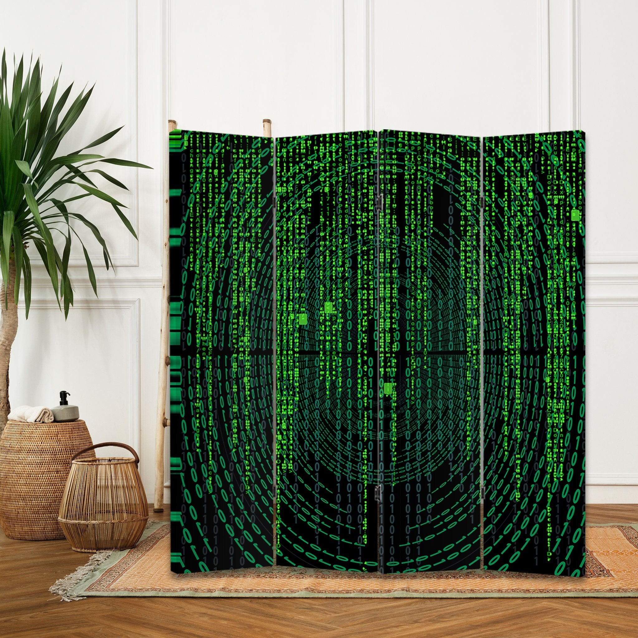 R Code Divider Matrix Print Canvas Room Divider Code Room Screen Hacker Room Décor ...