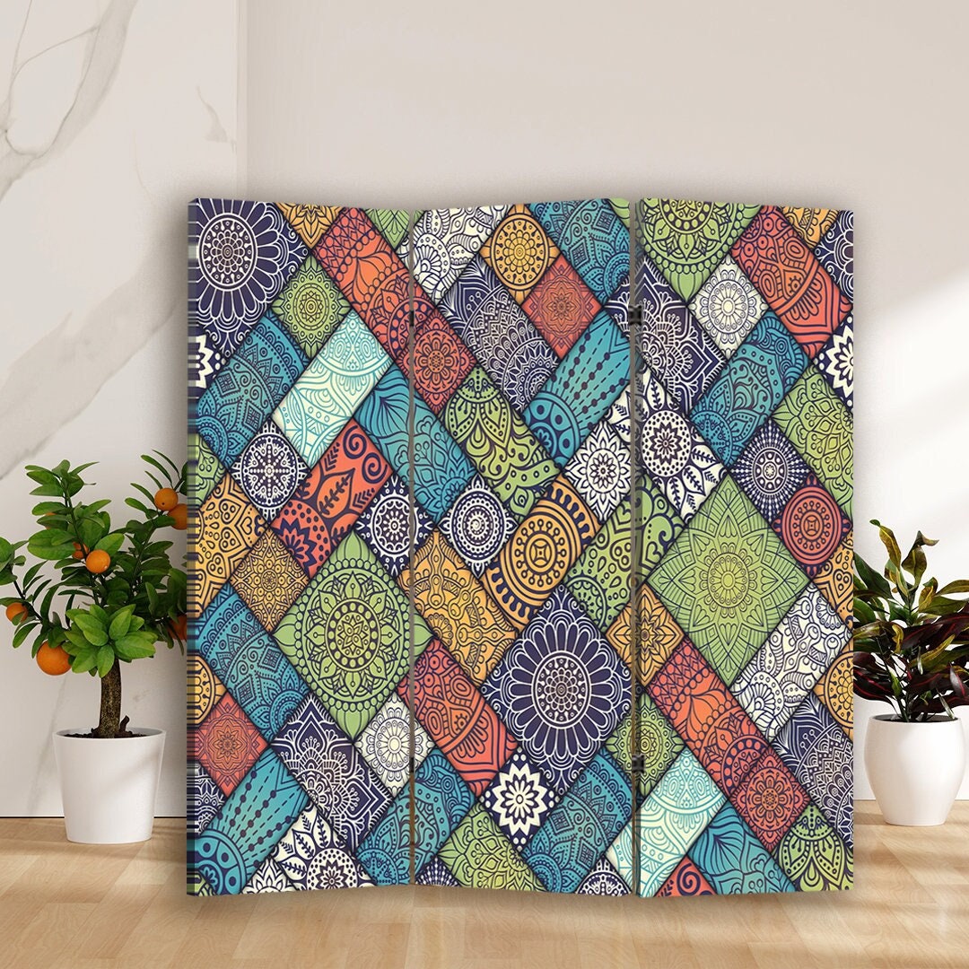 Mandala Art Print Canvas Room Divider Square Screen Abstract Etsy