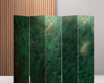 Green paint  Screen Print Room Divider Free Standing Abstract Panel Room Partition Dining room decor Floor Room Separator folding partition