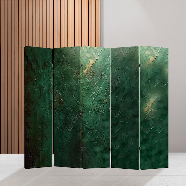 Green paint  Screen Print Room Divider Free Standing Abstract Panel Room Partition Dining room decor Floor Room Separator folding partition