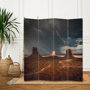 Monument Valley Arizona print Canvas room divider Southwest Desert screen Nature decor scenery art print Mountain Lightning Folding screen