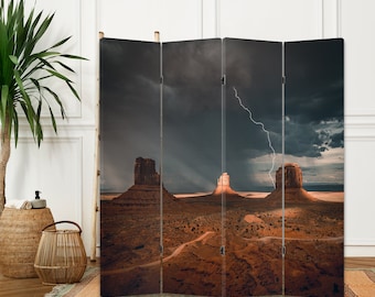 Monument Valley Arizona print Canvas room divider Southwest Desert screen Nature decor scenery art print Mountain Lightning Folding screen