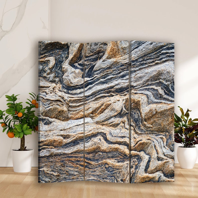 Granite Print Screen Room Divider Stone Room Décor Abstract Partition ...