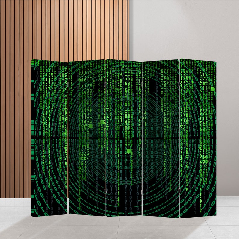 Screen Divider For Code Matrix Print Canvas Room Divider Code Room Screen Hacker Room Décor ...