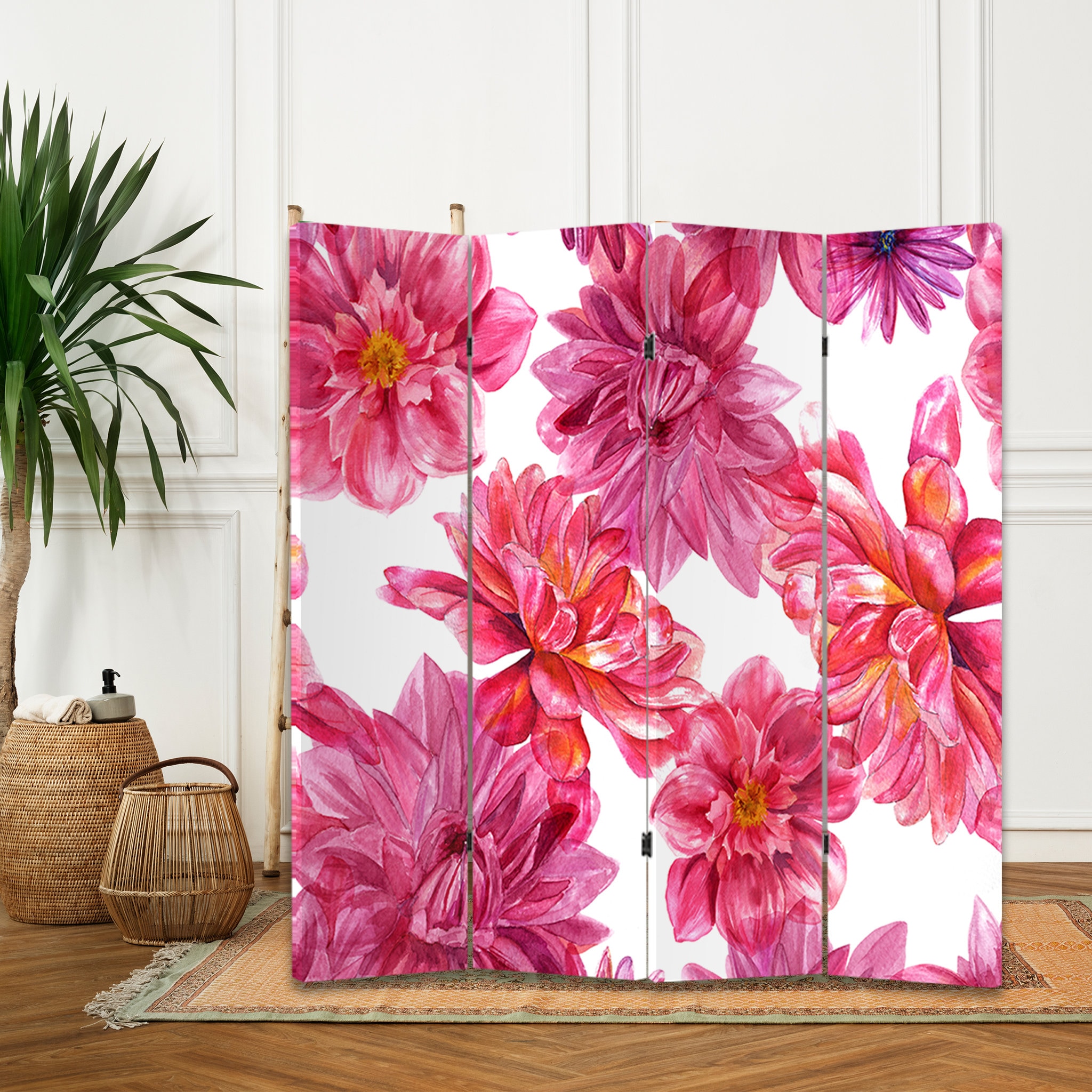 水彩画の紫の花のプリント キャンバスの部屋の仕切り ダリアのアート