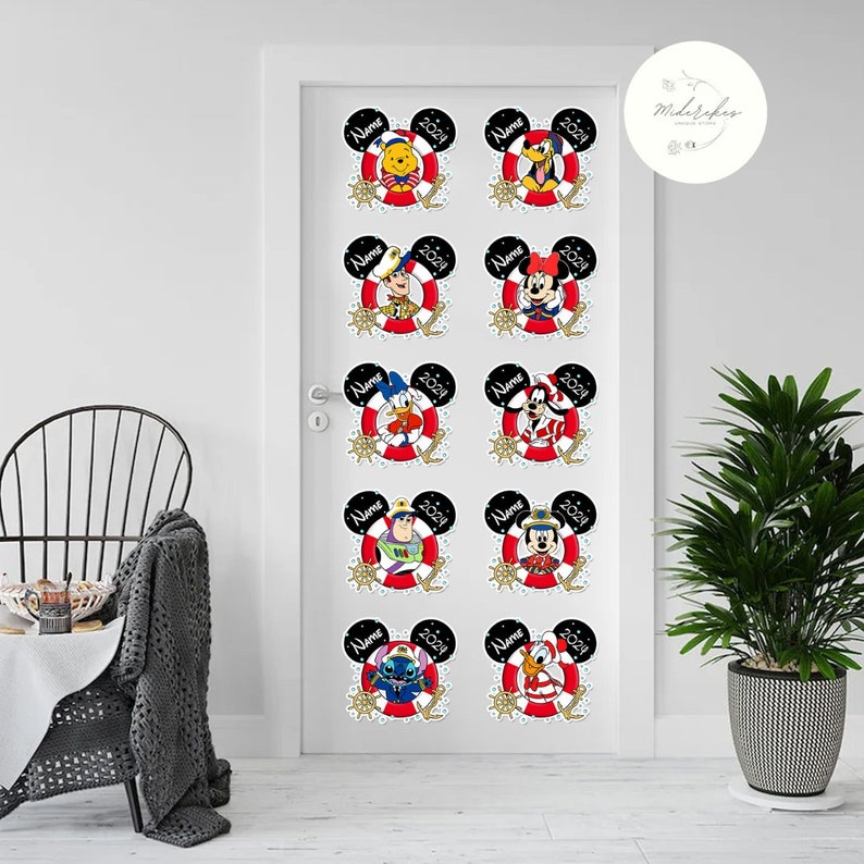 Personalized All Characters Disney Cruise Magnet, Mickey and Friends Family Cruise 2024 Magnets For Cruise Ship Stateroom Door, Disney Wish image 5