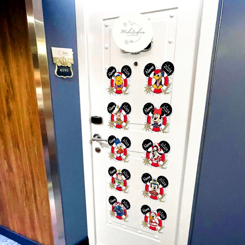 Personalized All Characters Disney Cruise Magnet, Mickey and Friends Family Cruise 2024 Magnets For Cruise Ship Stateroom Door, Disney Wish image 4