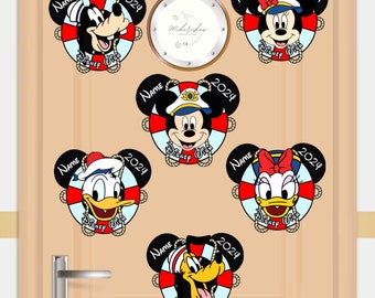Personalized All Characters Disney Cruise 2024 Magnet, Mickey and Friends, Disney Family Cruise Trip 2024, Disney Cruise Ship Stateroom Door