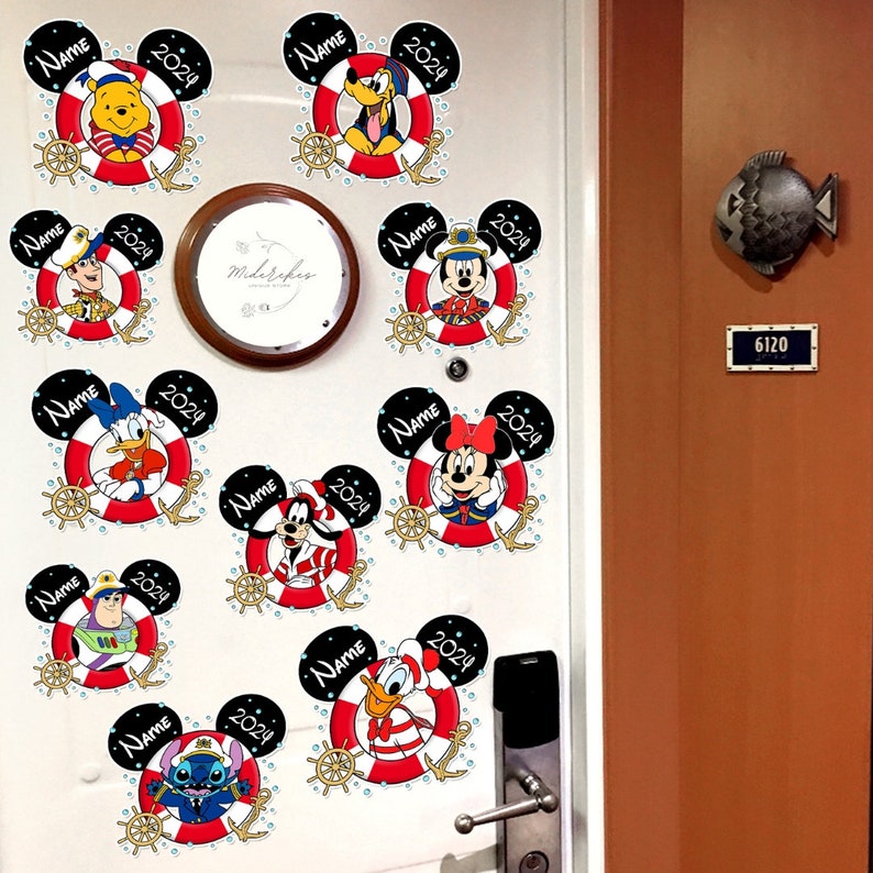 Personalized All Characters Disney Cruise Magnet, Mickey and Friends Family Cruise 2024 Magnets For Cruise Ship Stateroom Door, Disney Wish image 3