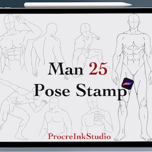 Procreate Man Pose Stamps: 25 dynamische männliche Figur Referenzen