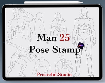 procreate Man pose stamp, procreate male, procreate body, pose stamps, reference poses, procreate, procreate stamps, procreate body