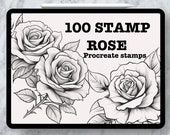 100 Rose Tattoo Procreate Stamps: Botanical Line Art (Procreate Only)